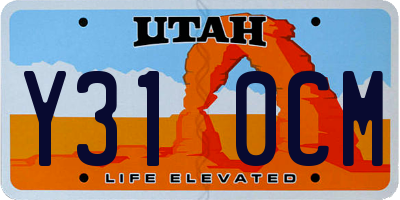 UT license plate Y310CM