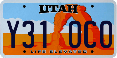 UT license plate Y310CO