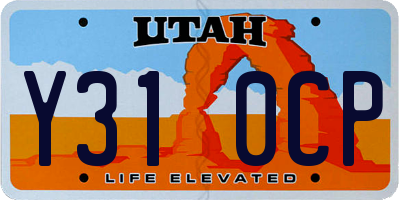 UT license plate Y310CP