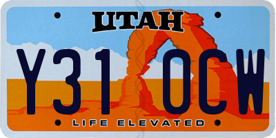 UT license plate Y310CW