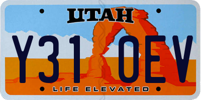 UT license plate Y310EV