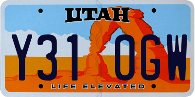 UT license plate Y310GW