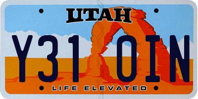 UT license plate Y310IN