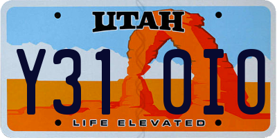 UT license plate Y310IO