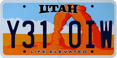 UT license plate Y310IW