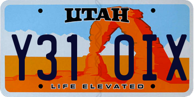 UT license plate Y310IX