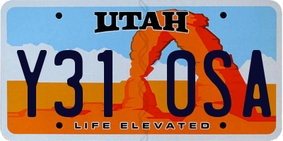 UT license plate Y310SA