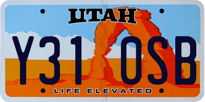 UT license plate Y310SB