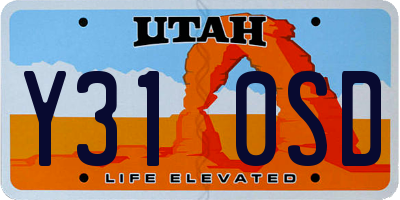 UT license plate Y310SD