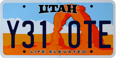 UT license plate Y310TE
