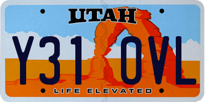 UT license plate Y310VL