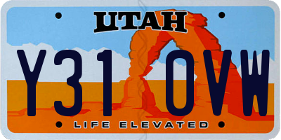 UT license plate Y310VW