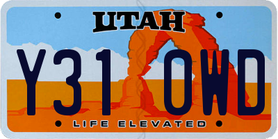UT license plate Y310WD