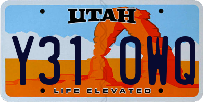 UT license plate Y310WQ