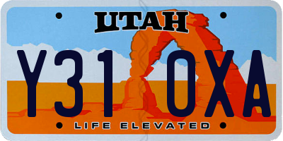UT license plate Y310XA