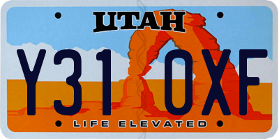 UT license plate Y310XF