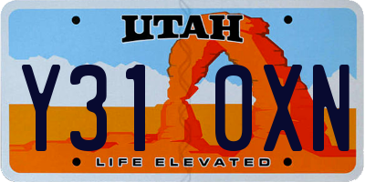 UT license plate Y310XN