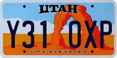 UT license plate Y310XP