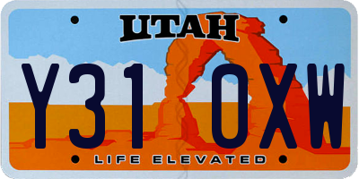 UT license plate Y310XW