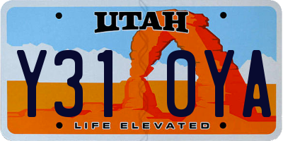 UT license plate Y310YA