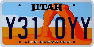UT license plate Y310YY