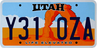 UT license plate Y310ZA