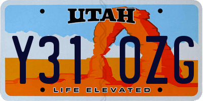 UT license plate Y310ZG