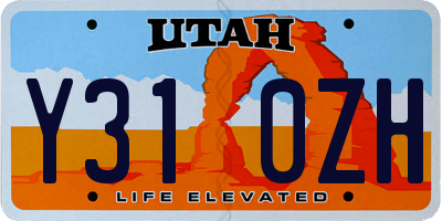UT license plate Y310ZH