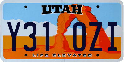 UT license plate Y310ZI