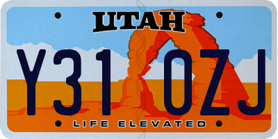UT license plate Y310ZJ