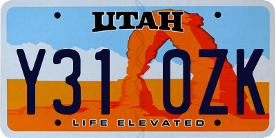 UT license plate Y310ZK