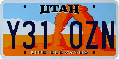 UT license plate Y310ZN