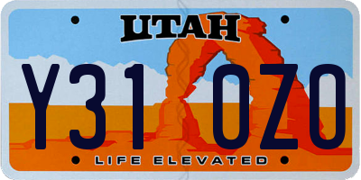 UT license plate Y310ZO