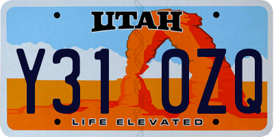 UT license plate Y310ZQ