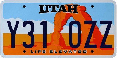 UT license plate Y310ZZ