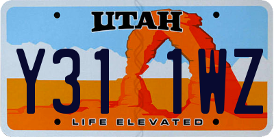 UT license plate Y311WZ