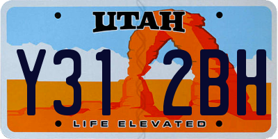 UT license plate Y312BH