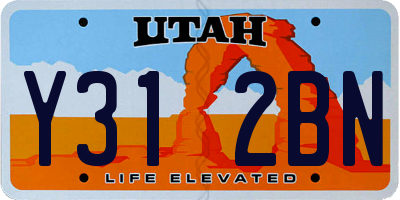 UT license plate Y312BN