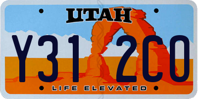 UT license plate Y312CO