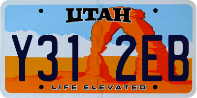 UT license plate Y312EB
