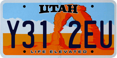 UT license plate Y312EU