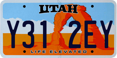 UT license plate Y312EY