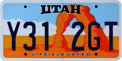 UT license plate Y312GT
