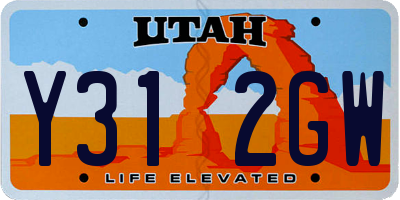 UT license plate Y312GW