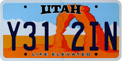 UT license plate Y312IN
