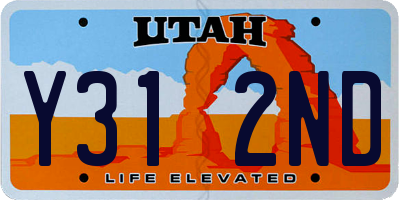 UT license plate Y312ND