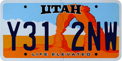 UT license plate Y312NW