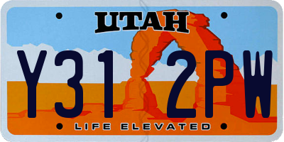 UT license plate Y312PW