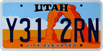 UT license plate Y312RN