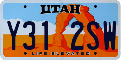 UT license plate Y312SW